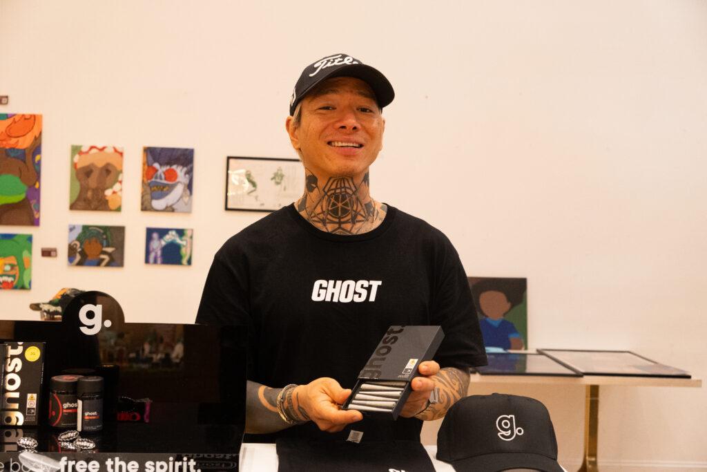 Team from Ghost cannabis brand New York visiting Cannavita dispensary in Astoria Queens.