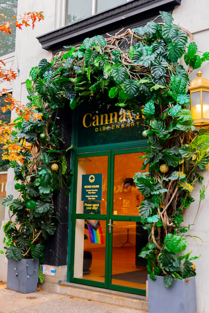 store front with a lgbt flag